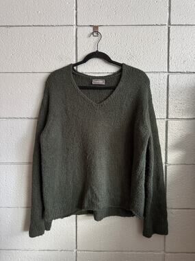 Wooden Ships Chunky V Neck Mohair Wool Blend Sweater size M/L